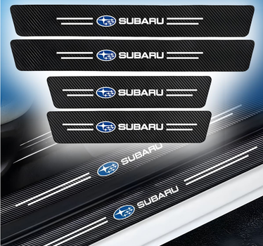 Защитная пленка накладка на пороги для субару Subaru Черный Карбон наклейки светоотражающие надписи