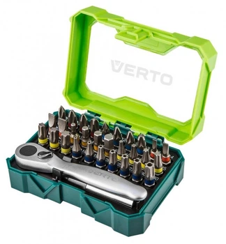 Биты Verto 1/4" битодержатель ключ с трещоткой набор 32 шт (66H622)