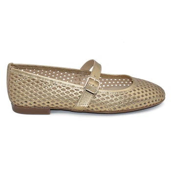 Балетки сетка Cokketa champagne (4148_40) кожа с перфорацией