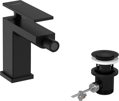 Змішувач hansgrohe Tecturis E для біде, чорний матовий 73200670 із зливним гарнітуром