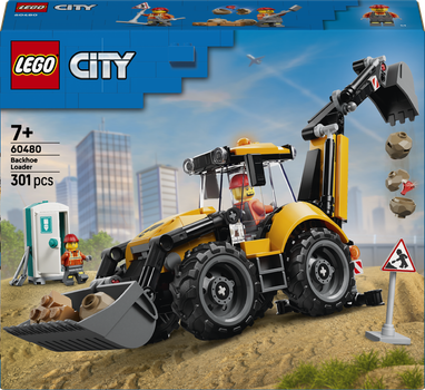 Конструктор LEGO City Жовтий екскаватор-навантажувач 301 деталь (60480)