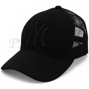 Бейсболка летняя с сеткой unisex кепка брендовая из хлопка универсальная New York Bth20875 L / 57-58 Черный