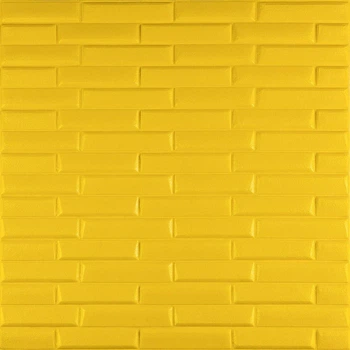 3D панель самоклеюча Sticker Wall на стіну, для кухні, ванної кімнати кладка жовта 700х770х7мм SW-00000302
