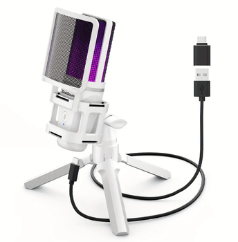 Студийный игровой микрофон ZealSound A68 USB с RGB подсветкой и Шумоподавленим / Для стримов и подкастов