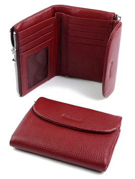 Кошелек женский кожаный из натуральной кожи бордовая 13.5 x 9.5 x 2 см – 1 отделение для купюр 8 для карточек