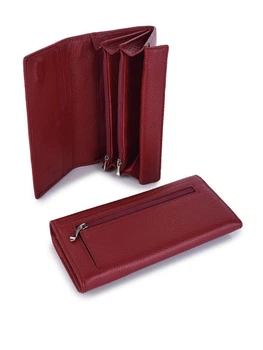 Кошелек женский кожаный из натуральной кожи бордовая 18.5 x 10 x 2.5 см – 3 отделения для купюр 4 для карточек