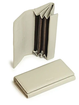 Кошелек женский кожаный из натуральной кожи белая 18.5 x 10 x 2.5 см – 3 отделения для купюр 4 для карточек