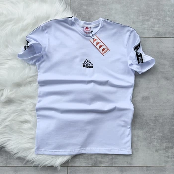 Мужская футболка - поло Kappa на лампасах 940281 XL белый