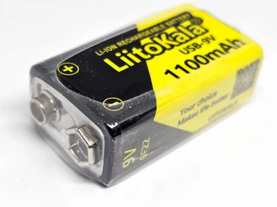 Аккумулятор Крона 9V Liitokala USB TYPE-C 1100 mah 9 Вольт 6F22 Li-Ion литий-ионная с платой защиты Желтый