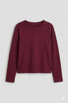 Футболка-лонгслів бавовняний для дівчинки H&M 1287425 134-140 см (8-10 years) бордовий