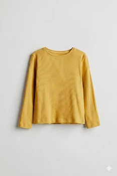 Футболка-лонгслів бавовняна в рубчик для дівчинки H&M 0575156-070 122-128 см (6-8 years) жовтий