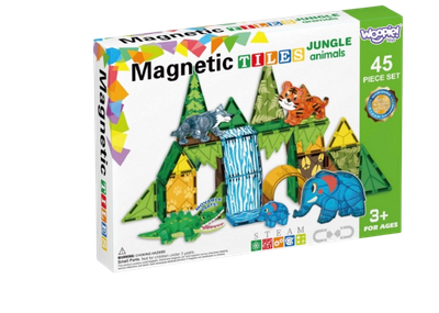 Klocki Magnetyczne 3D Woopie Zestaw Edukacyjny Zwierzęta Dżungli 45 elementy (45860) (5906280655860)