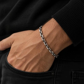 Серебряный мужской браслет 22 см, массивный якорный 25 гр, 925 проба (4106/22)
