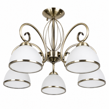 Люстра потолочная на 5 плафонов бронзовая с матовыми плафонами под стандартную лампу E27 Sneha (9984604573/5 AB)