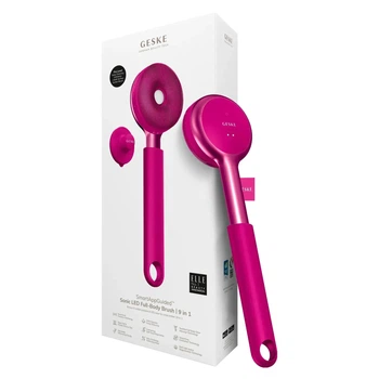 Ультразвукова світлодіодна щітка для всього тіла GESKE Sonic LED Full-Body Brush & Intensive Exfoliator 9в1 фуксія