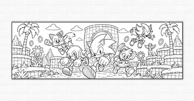 Паперовий плакат - розмальовка "Сонік. Sonic" розмір 30х90 см