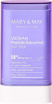 Сонцезахисний крем Mary and May Vegan Peptide Bakuchiol SPF 50+ PA++++ в стіку 18 г (8809670682033)
