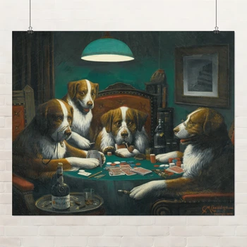 Постер Собаки играют в покер, Кассиус Кулидж, Cassius Coolidge, Dogs Playing Poker, A3 30×36 см (id1001)