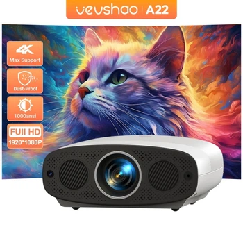 Проектор для дому смарт Android TV BYINTEK VEVSHAO A22 1000 ANSI 2 / 8 gb Гучний та Яскравий LCD LED Full HD 1080p екран до 300" домашній кінотеатр
