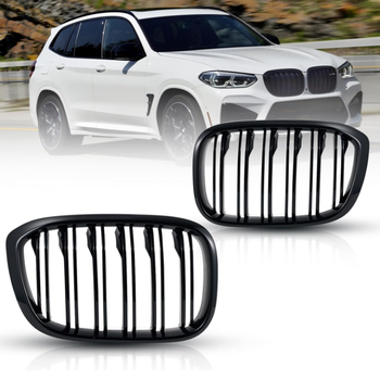 Решетка-норица BMW X3 G01 / X4 G02 2018-2021 черная глянцевая Double Bridge, спортивная решетка тюнинг