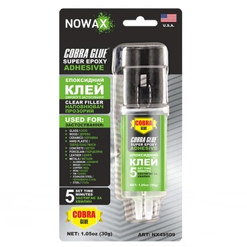 Клей эпоксидный двухкомпонентный Nowax Прозрачный 30 г (NX49509)