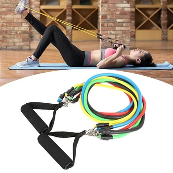 Эспандер для фитнеса Power Resistance Bands 5 жгутов, многофункциональный, латексный