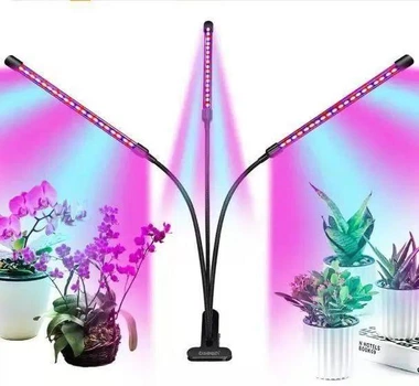 Фитолампа для растений 3 лампы • Гибкий LED-фитосветильник на прищепке для рассады
