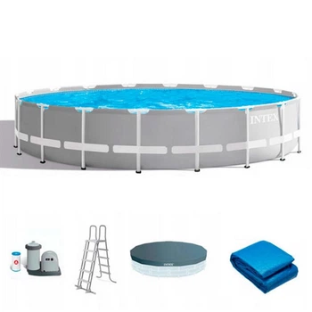 Бассейн каркасный Intex Prism Frame Pool 610x132 см 32695 л Серый (26756)