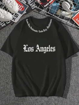 Футболка Стильная подростковая футболка Los Angeles для мальчиков с принтом и коротким рукавом, трикотаж весна-лето L, Черный (2586865422)