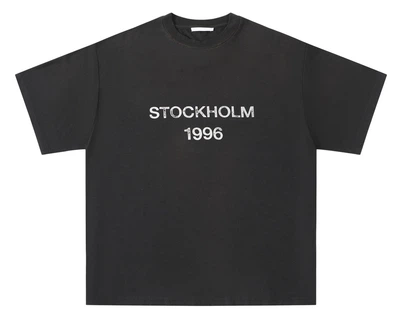 Футболка Acne Studios Stockholm 1996 унисекс оверсайз с принтом хлопковая стильная M, Черный (2595077825)