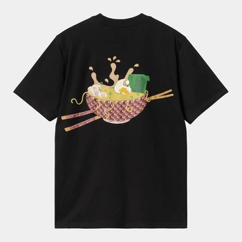 Футболка Carhartt WIP Noodle черная с принтом лапши и логотипом из 100% хлопка для уличного стиля M Чорна (2602234861)