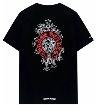 Футболка Chrome Hearts Черная футболка Chrome Hearts с красным логотипом и принтом на спине женская хлопковая свободная оверсайз S Чорна (2594337227)