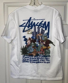 Футболка Stussy Белая футболка Stussy с графическим принтом и логотипом для уличного стиля M Біла (2586974599)