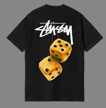 Футболка Stussy Fuzzy Dice черная унисекс с принтом кубиков стритстайл хлопок XS Чорна (2586934494)