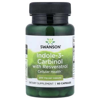 Индол-3-карбинол с ресвератролом, Indole-3-Carbinol with Resveratrol, Swanson, 60 капсул