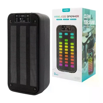 Портативная Bluetooth колонка GTS-1872 2×3" черная, беспроводная акустика с USB/TF/FM, TWS, RGB LED подсветкой и аккумулятором 1200 мА·ч