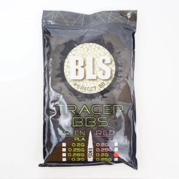 Кульки для страйкболу трасерні BLS BLS-WHITE-020-1-TRACER 0.20 1 кг 5000 шт зелені