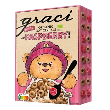 Завтрак сухой готовый GRACI органический Кольца овсяные со вкусом малины 300 г