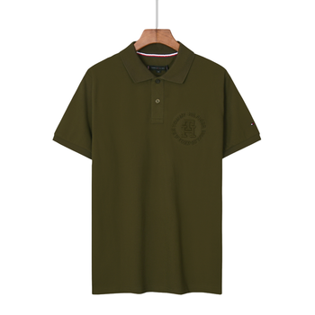 Чоловіча футболка поло Tommy Hilfiger Interlock Knit Embossed Polo Shirt, хакі, розмір XL (TH12004.3XL)