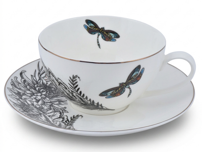 Чашка чайная с блюдцем фарфоровая Astera Charm Dragonfly 410 мл (A0530-CS410-A)