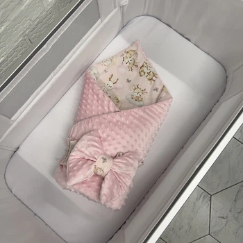 Демисезонный конверт-одеяло Baby Comfort с плюшем Зверята розовый