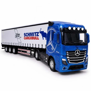 Іграшкова фура Mercedes-Benz Actros 31 см з причепом — світло, звук, інерційна, металева кабіна