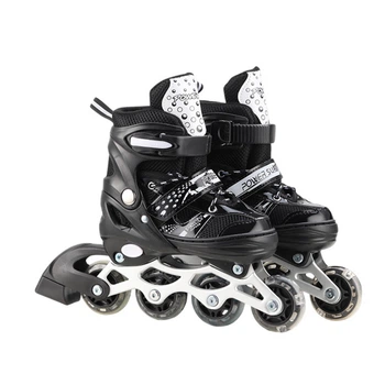Роликовые коньки RL2501(Black) колеса PVC размер S (30-33) со светом