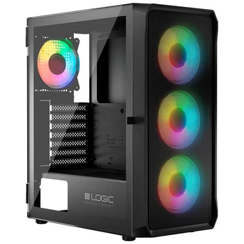 Корпус для ПК Logic concept PORTOS MESH+GLASS ARGB fans 4x120mm BLACK (ek03715)