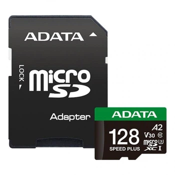 Карта памяти ADATA 128GB microSD class 10 UHS-I U3 V30 A2 Speed Plus (UD128GUI3V30A2SP-RA1) (22219)