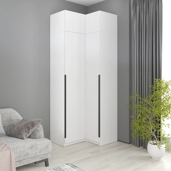 Кутова шафа з антресоллю MebelStar Оскар ДСП BL-B, додаткова штанга 97x52x260 см Аляска біла (MBS-6996)