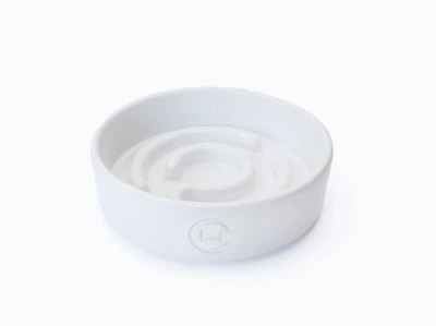 Керамическая миска для медленного кормления собак Ceramic Slow Feeder White M (21x5cm/ 0,8 л) (3104464)
