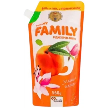 Крем-мило For my FAMILY Магнолія та персик дой-пак 560 г - 577798
