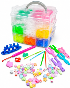 Набор для плетения браслетов Fashion Loom Bands 3-ярусный - резинки, станок, шармики и бусины
