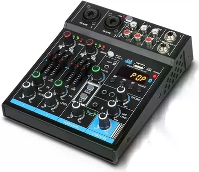 Микшерный пульт Depusheng M4 4-канальный USB Bluetooth с фантомным питанием 48V - Б/В